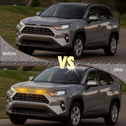 BINGIGOO 2PCS Grille Lights LED Bar Front Sequential Switchback LED Daytime Running Lights Compatible with Toyota RAV4 2019-2023 Sequential Amber Turn Signal light (Smoked) - style: Smoked