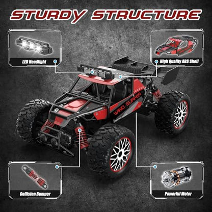 High Speed 30+KM/H Remote Control Car, 1:14 RC Cars for Boys Age 8-12, 2.4 GHz All Terrain RC Truck, Ideal Gifts Off-Road RC Car for Adults Kids with 2 Rechargeable Batteries
