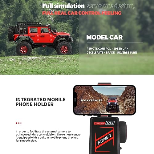 HTLNUZD 1/24 RC Truck 2428 4WD Electric RC Rock Crawler with LED Light 130 Carbon Brush Motor 3KM/H All Terrain Off Road Racing Car for Christmas,Festival Gift