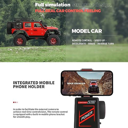 HTLNUZD 1/24 RC Truck 2428 4WD Electric RC Rock Crawler with LED Light 130 Carbon Brush Motor 3KM/H All Terrain Off Road Racing Car for Christmas,Festival Gift