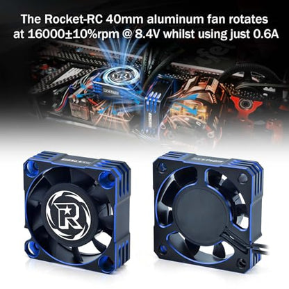 Surpass Hobby 40mm Motor Cooling Fan 16000RPM RC Cooling Fan Motor ESC Heat Dissipation for 1/10 1/8 RC Car (Black Blue) - style: Black Blue