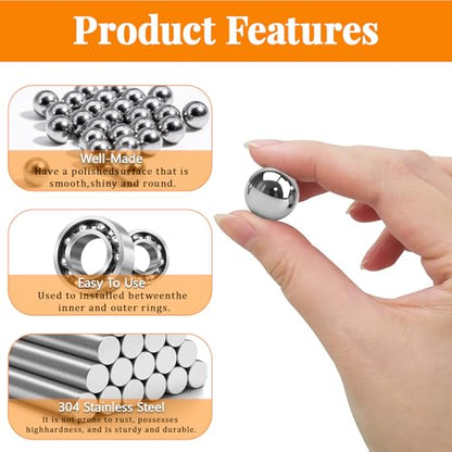 350 Pcs M6 Stainless Steel Bearing Balls, Metric Precision Bike Ball Bearings for Acrylic Paints, Nail Polish & Epoxy Resin, Durable Agitator Balls for Ball Bearings - size: M6-350Pcs