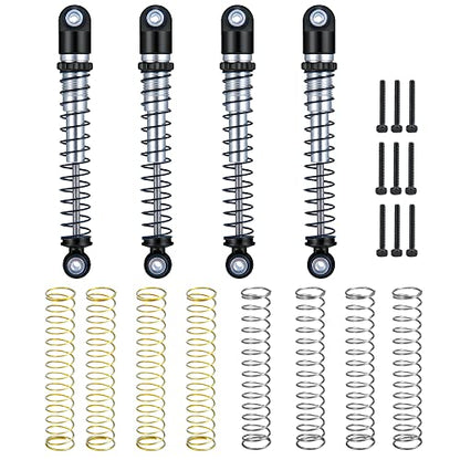 RC-Hub 4Pcs Aluminum Threaded Tele Shock Absorber Damper 48mm for 1/24 Axial SCX24 AXI90081 Deadbolt RC Crawler Car (Black Silver) - color: Black Silver
