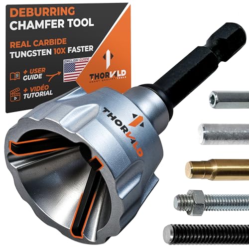 THORVALD Deburring External Chamfer Tool with Tungsten Carbide Blade - Deburr Tool for All Thread, All Metal Rod, Pipe, PVC, 3D Printing - 1/8" to 3/4" Diameter (3~19mm) - User Guide + Video Tutorial - style: 1X Deburring Tool