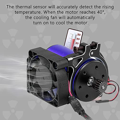 RC Motor Cooling Fan with Thermal Sensor Aluminum Clamp, 4268/4274 /1512/1515 / K80 / K82 Motors (42mm) Heatsink for E-REVO Summit UDR TRX-4 SCX10 1/8 1/10 Buggy Truck Crawler