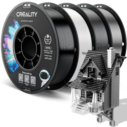 Official CREALITY PETG 3D Printer Filament 1.75mm 4KG | Precision Strong Toughness, Odorless Better Flow Moistureproof 3D Printing Ender Filament - color: Petg-4kg Black&white&grey&clear, size: 1.75 mm