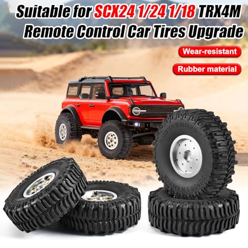 1.0 Tires RC Crawler 59 * 24mm with Foam Inserts 4pcs Swamp Stomper Tires for SCX24 1/18 TRX4M Upgrades - size: 59 * 24mm