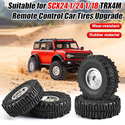 1.0 Tires RC Crawler 59 * 24mm with Foam Inserts 4pcs Swamp Stomper Tires for SCX24 1/18 TRX4M Upgrades - size: 59 * 24mm
