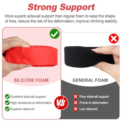 2.2" Crawler Tire Inserts, 4-Pack — Soft Silicone Rubber, Fits 132–134 mm (5.25" OD), 125×45 mm — Waterproof, Firm Sidewall Control, Rock/Trail Traction Boost (Red) - color: Red