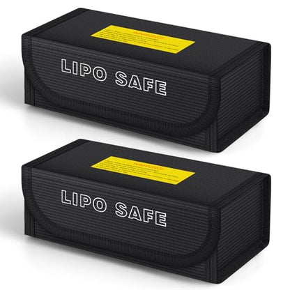 PAWBOSE 2pcs Lipo Battery Bag, Fireproof Lipo Guard Safe Box, 185x75x60mm Explosionproof Small Charging Case for rc Storage, Lithium ion and Travel Protection