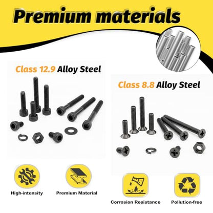 Kadrick 2440PCS M3 Screws Assortment,Hex Socket Cap & Countersunk M3 Screws | M3 Bolts With Nuts,Flat & Lock Washerss, Length From 4-35mm,Class 12.9 & 4.8 Alloy Steel,Black Zinc Plated - size: M3 2440Pcs 4-35mm