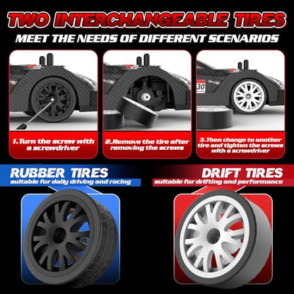 RC Drift Car 1/20 Scale 2.4GHz 4WD Remote Control Cars with Led Lights 22KM/H High Speed &1/28 Scale Gesture Sensing RC Stunt Cars Toys for 6-12 Years Old Boys Girls
