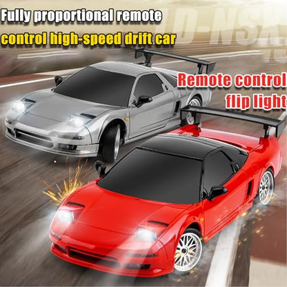1:18 NSX Model LD1803 RC Drift Car 1/18 2.4G Remote Control on Road ESP Gyroscope LED Mini RC Racing Cars (Grey)