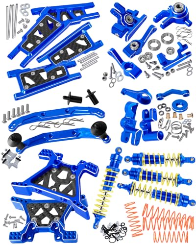 Upgrades Part for 1/10 Slash 4x4/Slash 4x4 VXL,Alloy Suspension Arm,Shock Absorber,Caster Block,Steering Blocks,Stub Axle Carriers,Steering Bellcranks,Shock Tower,Body Mounts,Navy Blue - color: Navy Blue for Upgrades