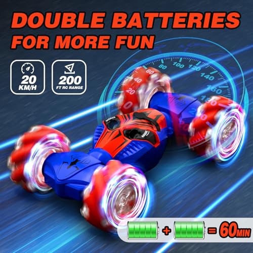 Remote Control Car for Boys 8-12, 4WD Gesture Sensing RC Stunt Car 2.4Ghz with Lights Music Sprayer RC Cars for Boys Age 4-7 8-12 Hand-Controlled Cars Toys Birthday Gifts for Kids Girls Blue - color: Blue