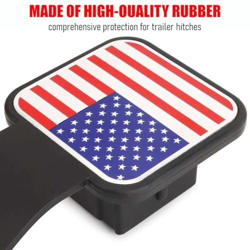 2" Trailer Hitch Cover, Silicone American Flag Square Hitch Cap Tube Plug Insert for 2" Receivers, USA Flag Trailer Exterior Tow Receiver Tube Plug Cap, Universal for Truck Sedan ATV - color: US Flag