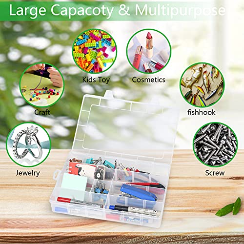 Gbivbe Large 24 Grids Plastic Organizer Box Adjustable Dividers,Clear Storage Box for Jewelry, Art DIY Crafts, Washi Tapes, Beads and Small Parts - color: Clear-1