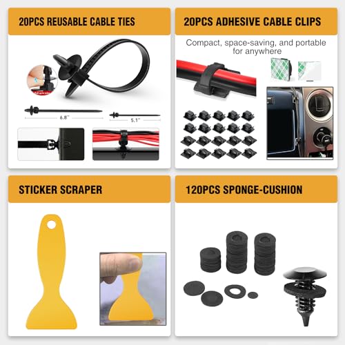 GOOACC 330Pcs Trim Removal Tool, Auto Push Pin Bumper Retainer Clip Set Fastener Terminal Remover Tool Adhesive Cable Clips Kit Car Panel Radio Removal Auto Clip Pliers, Black - color: Black
