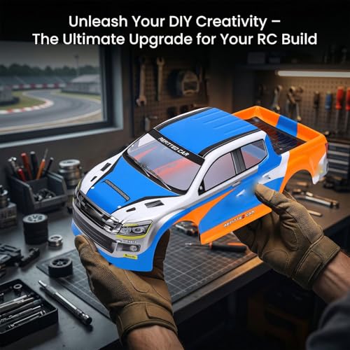 ciciglow 1/10 Scale RC Car Body Shell Painted Precut Universal 26cm Wheelbase for Pickup Truck – Durable PVC Modification Body for RC Car Model (Blue) - color: Blue