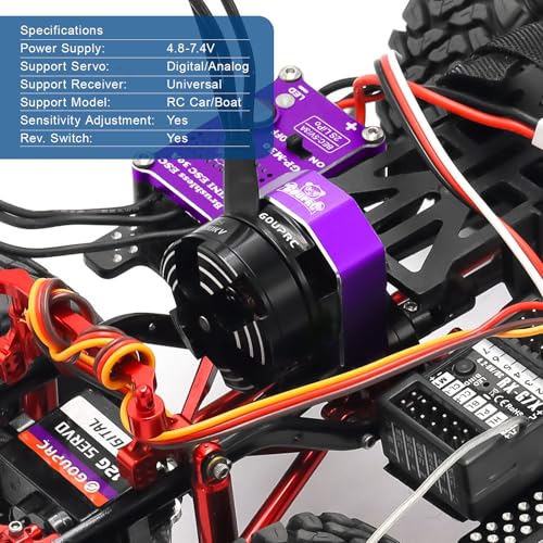 GOUPRC 2204 2400KV Brushless Outrunner Motor with Transmission & 30A Brushless Mini Esc with Pedals for SCX24 Remote Control Crawler Axial 1/24 Remote Control Black Purple - color: Purple & Pedals