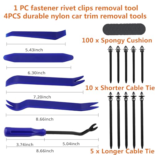 1430PCS Auto Fasteners Assortment 47 Most Popular Sizes | Car Clips Door Panel Trim Screw Clips Nylon Bumper Fender Rivets with Fastener Remover for Ford GM Toyota Honda Chrysler - size: Car Clips 1430PCS-Blue