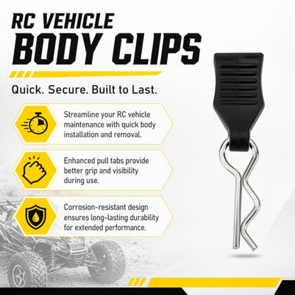 50 Packs RC Body Clips 60 Pack with Pull Tabs, 1mm Pins for 1/12 1/14 1/16 1/18 Scale RC Car Truck Buggy, Replacement Parts Accessories Compatible with SCX24 TRX4M H16BM 16889 Models