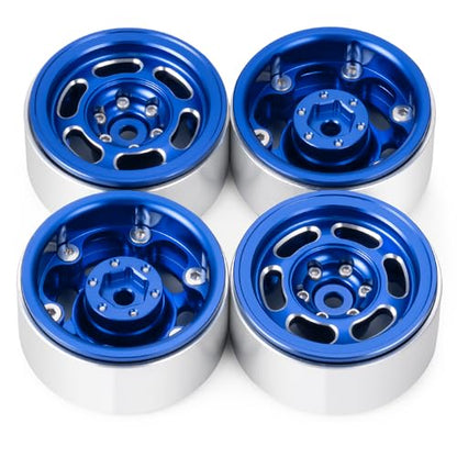 MOHERO 4Pcs 1.3 RC Beadlock Wheel Rims for 1/18 1/24 RC Crawler TRX4M Axial SCX24 Redcat Ascent-18 Upgrade Parts (Blue) - color: Blue