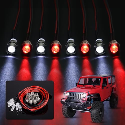 8Leds LED Light Headlights Taillight Kit Compatible with Traxxas Slash Rustler Tamiya Arrma Redcat HSP RC4WD Axial SCX10 RC Car Truck Tank Crawler Short Course