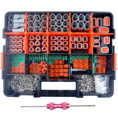 for Deutsch Connectors Kit 750PCS - 2/3/4/6/8/12 Pin DT Connectors with Removal Tool,with Size14-20AWG Stamped Contacts IP68 Waterproof for Automotive Application