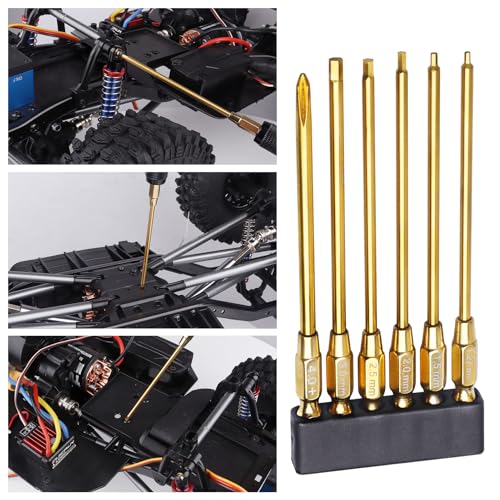 HobbyPark Hex Head Allen Wrench Drill Bit Set 1.27mm 1.5mm 2.0mm 2.5mm 3.0mm & Phillips Bit for RC Car Hobby Tool Kit Repair Tools (6-Pack)