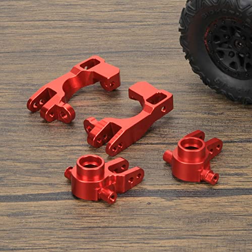 RCAWD Aluminum Caster Blocks (c-hubs) & Steering Blocks for 1/10 Traxxas Slash Rustler Stampede Hoss 4x4,Upgrade Replacement of 6832 6837 Hop Ups(Red)