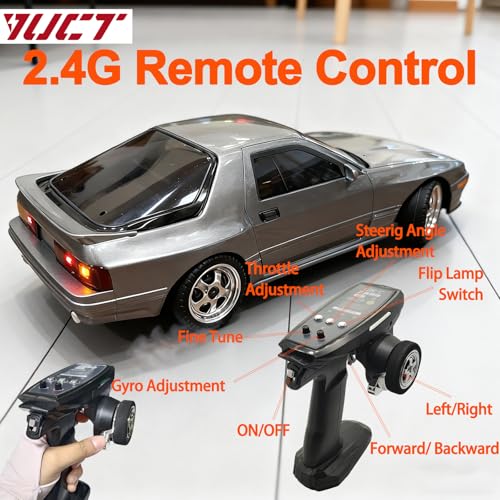 YUCT LDRC LD1802 1/18 RC Drift Car Silver | High-Speed Drifting with Gyro, Two Batteries, Replacement Tires - color: Ld1802-silver