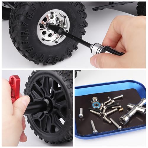 Hobbypark Hex Driver Set (1.5mm 2.0mm 2.5mm 3.0mm), Hex Nut Driver Set(4.0/5.5/7.0/8.0mm) Screwdriver Kit, 17mm Wheel Wrench, RC Screw Tray, Turnbuckle Wrench, RC Repair Tools Kit for RC Cars