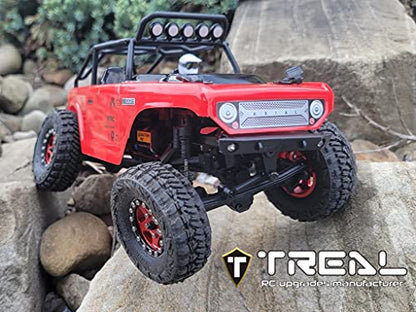 Treal 1.0 Beadlock SCX24 Wheels (4P) Classic 5-Star 1" Micro Beadlock Wheels for Axial 1/24 Deadbolt C10 Betty Gladitor Bronco 27.3g (Black-Red) - color: Black-Red