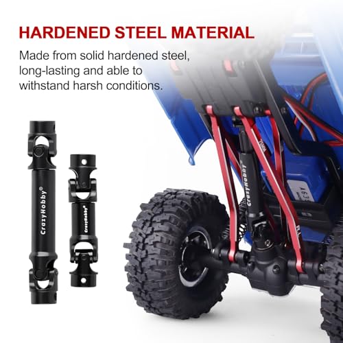 2PCS RC Drive Shafts Front Rear Centre Shaft Heavy Duty Steel for TRX4M 1/18 RC Crawler Upgrades (Black) - color: Black
