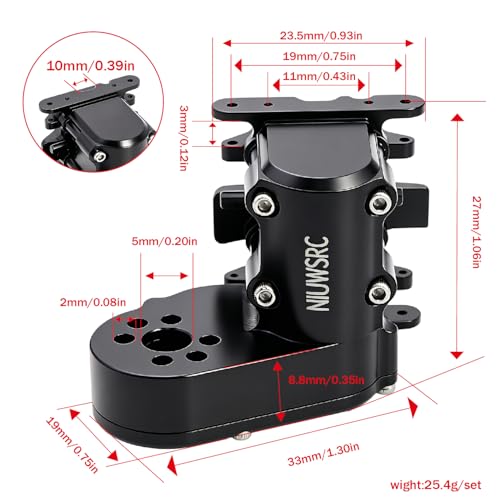 Aluminum SCX30 Transmission Assembled Gearbox with Skid Plate & Steel Gears for Axial 1/30 RC Crawler scx30 Bronco Wrangler JLU K10 Upgrade(Titanium) - color: Titanium