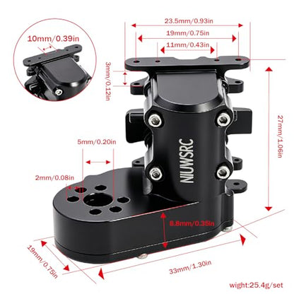Aluminum SCX30 Transmission Assembled Gearbox with Skid Plate & Steel Gears for Axial 1/30 RC Crawler scx30 Bronco Wrangler JLU K10 Upgrade(Black) - color: Black