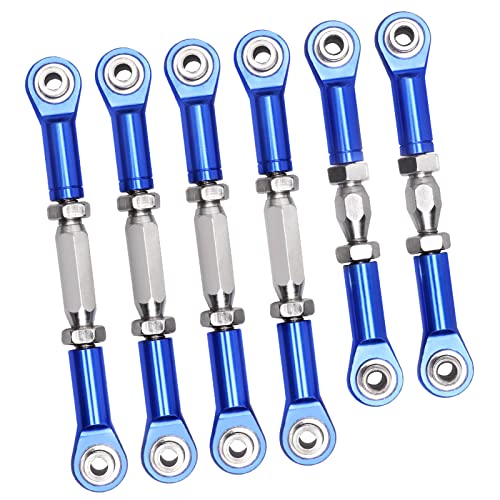 Hobbypark Aluminum Adjustable Tie Rods Toe Links Set Linkage Steel Turnbuckles for Arrma 1/10 Granite 4X4 Replacement (6-Pack) (Navy Blue)