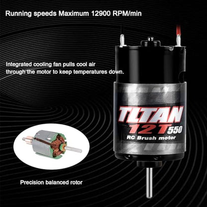 RC Car Motor Waterproof 550 12T Brushed Motor for 1:10 RC Crawler Axial SCX10 AXI03007 JL 90046 TRX4 TRX6 RC Car Truck Boat - size: 12T