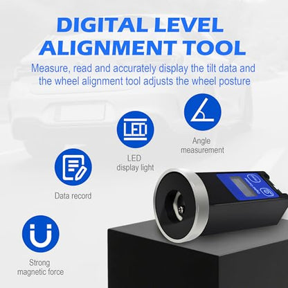Universal Wheel Alignment Tool, Magnetic Digital Caster Camber Gauge, LCD Camber Alignment Tool for Car Truck RV SUV Motorcycle, 90° to + 90°