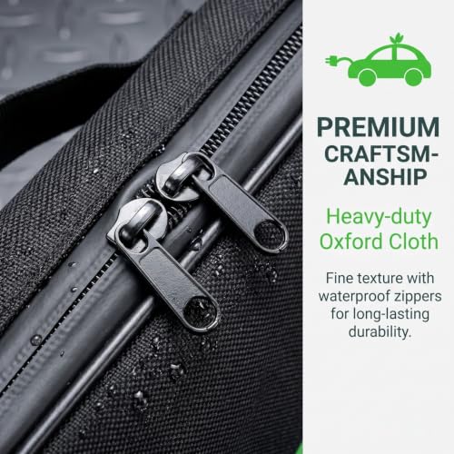 Car Tools Cable Bags, Auto Jumper Cable Bag, Heavy Duty Water Resistant Tools Box, Cables Cord Hoses Storage & Organizer for EV Charging Cables Extensions (Black)