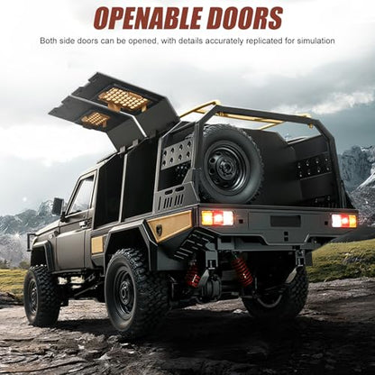 RC Crawler, 1:12 Scale MN82 New Upgrades MN-82S 4WD LC79 Land Cruiser Rock Crawler with Lights, Speed Adjustment, Upgraded Trunk 2.4GHz RTR RC Rock Truck for Teens Adults-DIY Customization