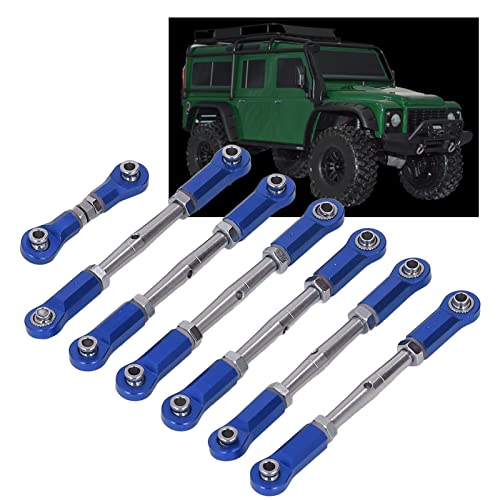 7PCS Adjustable Links Set for Slash Rustler - RC Accessories - 1/10 RC Car Adjustable Steering Linkage Kit with 87-103mm Links (Blue) - color: Blue