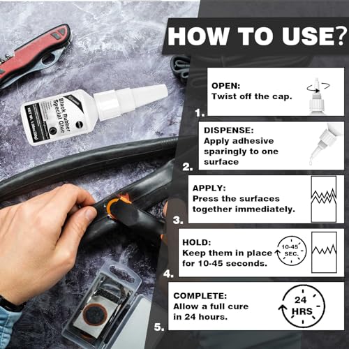 30g Black Rubber Adhesive for Tire Repair, Edge Bonding, DIY Crafts | Quick-Dry, High-Strength Patch Glue for Durable RC Tire and Super Rubber Bonding - size: Black Rubber Adhesive