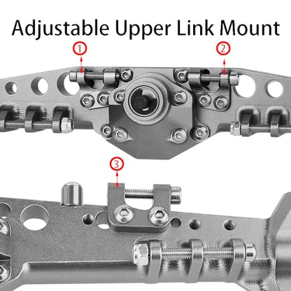 Full CNC Machined F9 Offset Portal Front Rear Axle with Adjustable Link Mount for 1/10 RC Crawler Capra Gmade R1 Rock Buggy LCG Cheater Rigs 1.9 UTB Shafty (Titanium) - color: Titanium