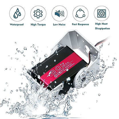 80KG Robot Servo Motor 8.4V High Torque Steel Gear Waterproof Large Digital Steering Servos with Mount Brackets - size: 80kg