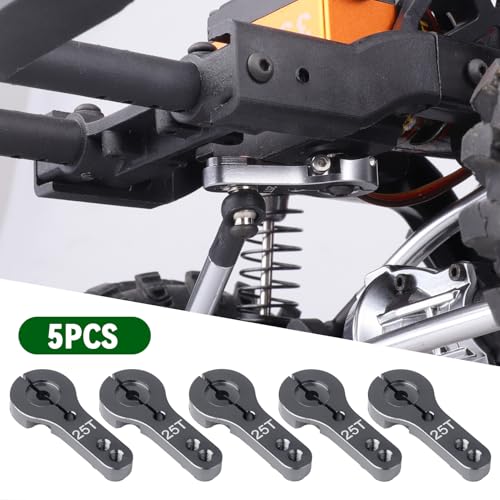 5 PCS FriHobby M3 25T Servo Horns Aluminum Servo Arms for Futaba Savox Axial HL HSP HD Xcore RC Crawler Car Truck Buggies Drift Racing Car Airplane-Silver