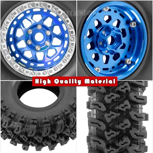 RC 2.2 Wheel Tires for 1/10 SCX10 SCX10 II 90046 SCX10 III AXI03007 SCX10 Pro TRX4 TRX6 Gen7/8 D90 VS4-10 MST CFX RC Crawler Car,4pcs Aluminum RC 2.2 in Beadlock Wheel,Navy Blue - color: Navy Blue - (2.2tires)