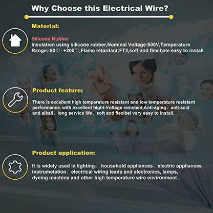 16awg Flexible Silicone Wire, 16 Gauge, 6 Colors 15ft Each | Tinned Copper, Silicone Rubber Insulated, OD: 3 mm, 600V Stranded, Automotive Wiring - size: 16 AWG Stranded 6 Colors 15 ft