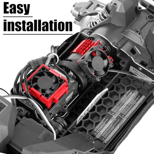 VXL-3s High Velocity Fan Heatsink Set Upgrades Part for 1/10 Slash/Rustler/Stampede VXL 4X4 2WD, ESC Motor Cooling Fan Hops Up,Red - color: Red/(for 2wd 4wd)
